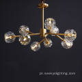 Luxo G9 Crystal Glass Brass Gold Teto Chandelier